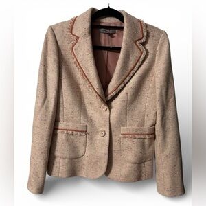 Vintage AT Studio Peach Tweed Wool Blend Blazer-Preppy/Academia Fringe